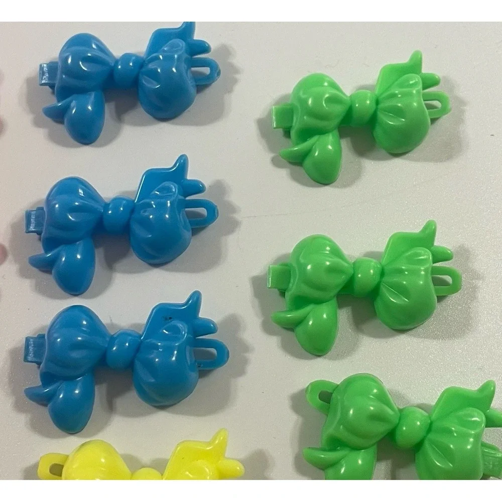 Vintage Girl's Hair Clip Bow Barette Lot Neon Bright Colors 80's 90's Y2K 2000's